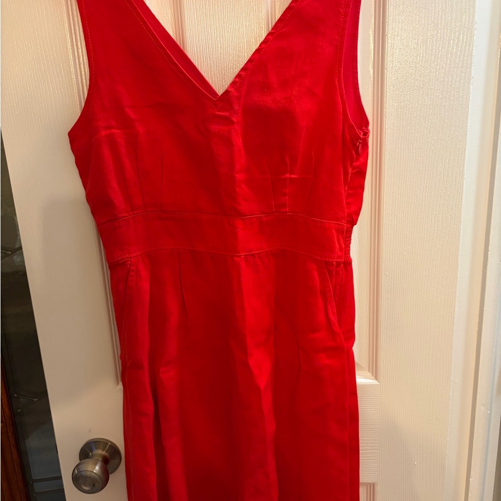 Cynthia Rowley Red V-Neck Midi Dress